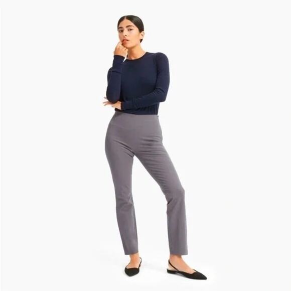 Everlane Pants - Everlane Side-Zip Stretch Grey Elastic Waist Cotton Pants Women's Size 00